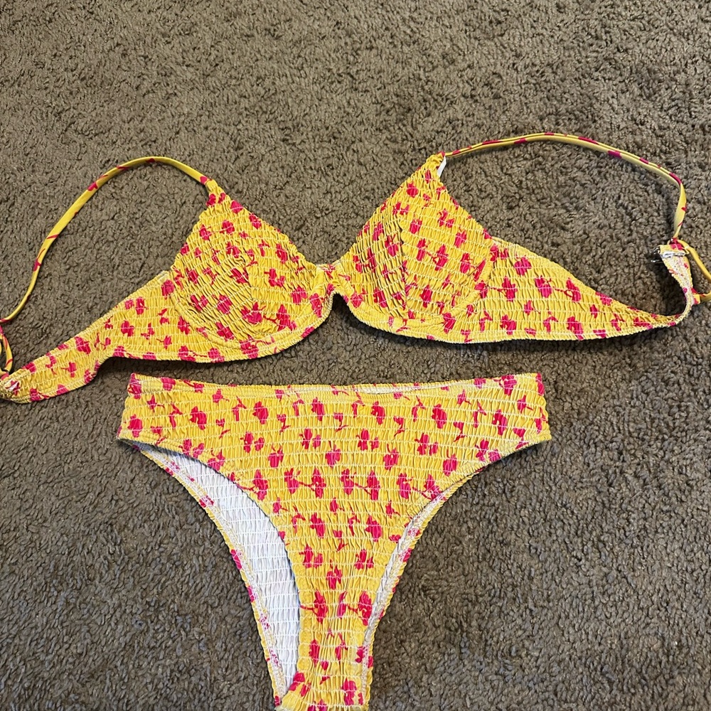 Yellow and Pink Bikini Set